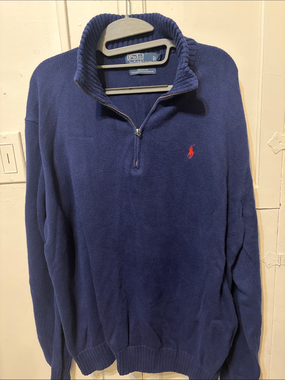 Polo by Ralph Lauren Navy Half-Zip Sweater with Red Pony